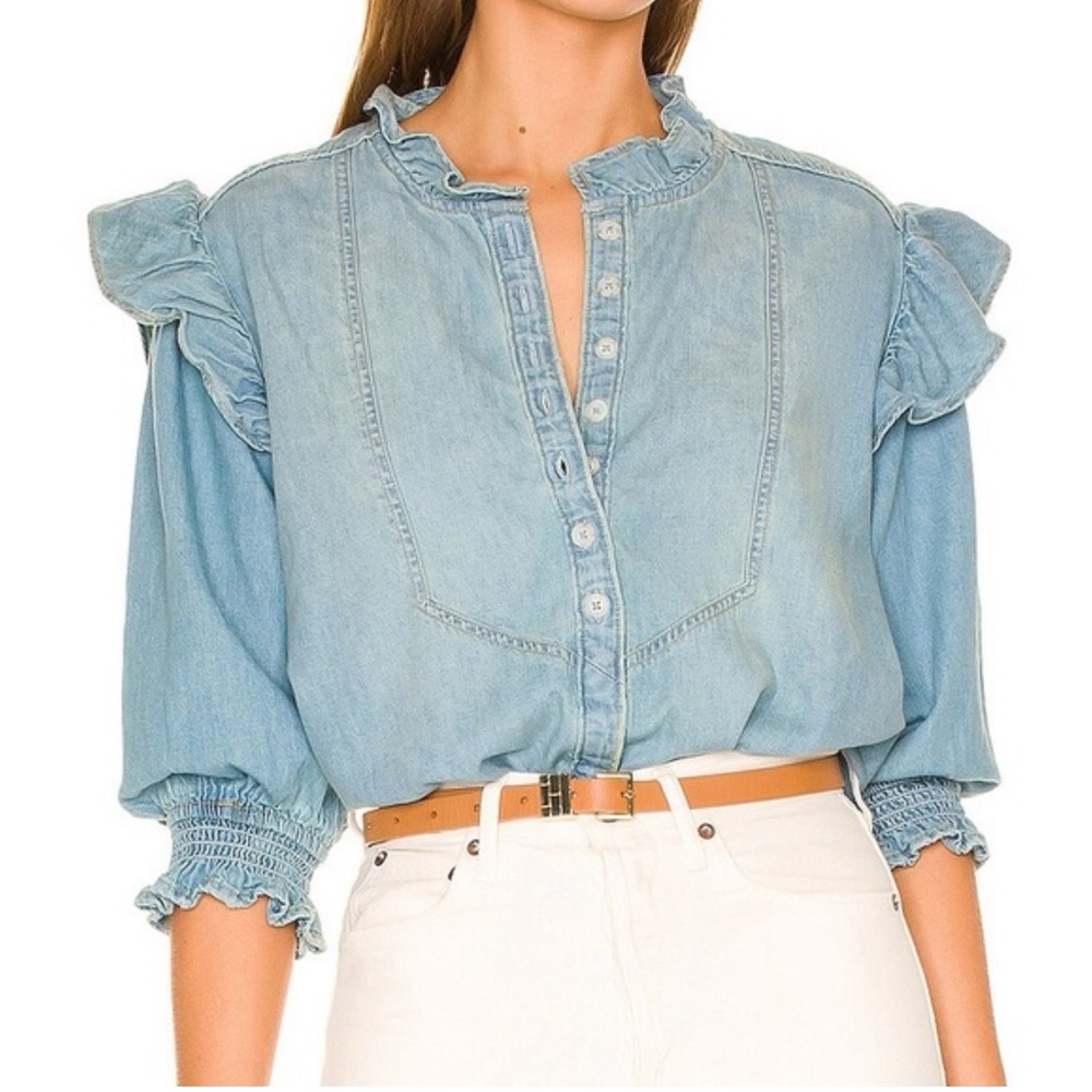 Free people Louise Denim Top in Indigo size‎ XS